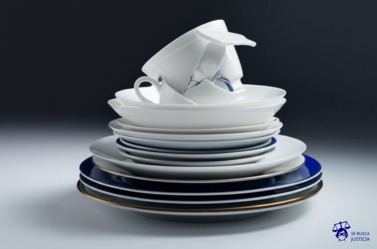 Una pila de vajilla fina, elegantemente dispuesta, rota y pisoteada. Representa: Violaciones a derechos humanos en zonas de conflicto armado