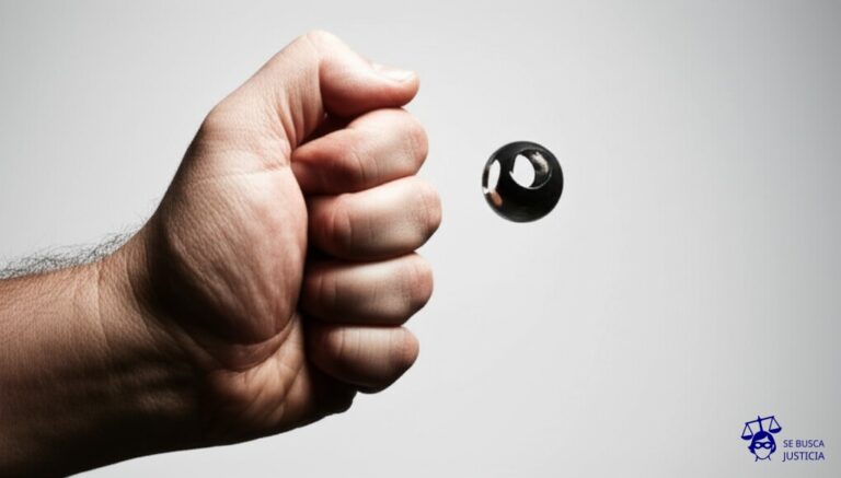 Un gran puño cerrado, con un agujero en el centro, intentando tocar una esfera flotante y delicada, que se aleja. Representa: Vito Acconci fue acusado de comportamiento inapropiado por performances con contacto físico con el público