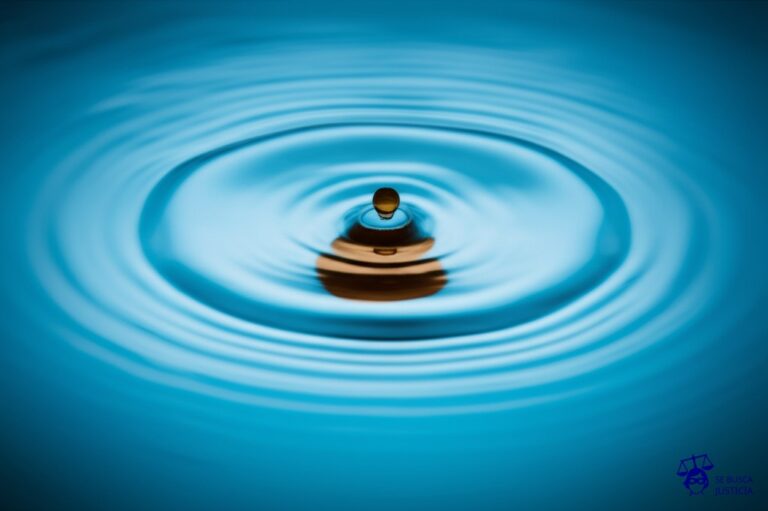 Una fuente de agua cristalina, con una sola gota de pintura marrón diluyéndose imperceptiblemente en su centro. Representa: Wafaa Bilal fue obligado a modificar su instalación con agua sucia y sangre humana por razones sanitarias