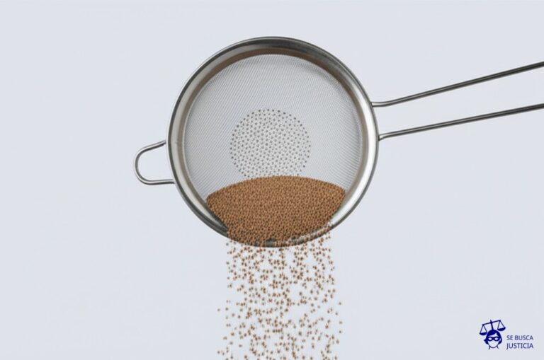 Un colador (representando el sistema de control) con agujeros enormes, intentando atrapar un puñado de granos de arena (la supremacía constitucional), mientras la mayoría se escapa. Representa: Cuestionamientos al sistema de control de constitucionalidad en Argentina (judicial, remedial y difuso) y su efectividad en la protección de la supremacía constitucional.