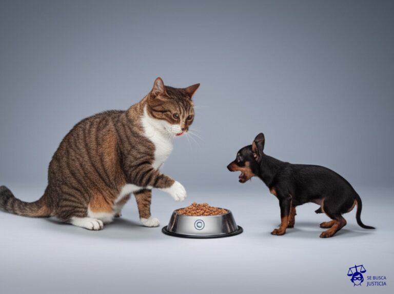Un gato gordo y lujoso (la empresa tecnológica) intentando robar un tazón de comida (la tipografía) a un pequeño y enérgico perro guardián (el diseñador de la fuente), que lo está ladrando ferozmente. El gato está visiblemente frustrado y el tazón de comida está etiquetado con un símbolo de copyright. Representa: Disputa por el uso no autorizado de una tipografía exclusiva en la identidad corporativa de una empresa de tecnología, donde el diseñador original de la fuente nunca otorgó una licencia para su uso comercial masivo.
