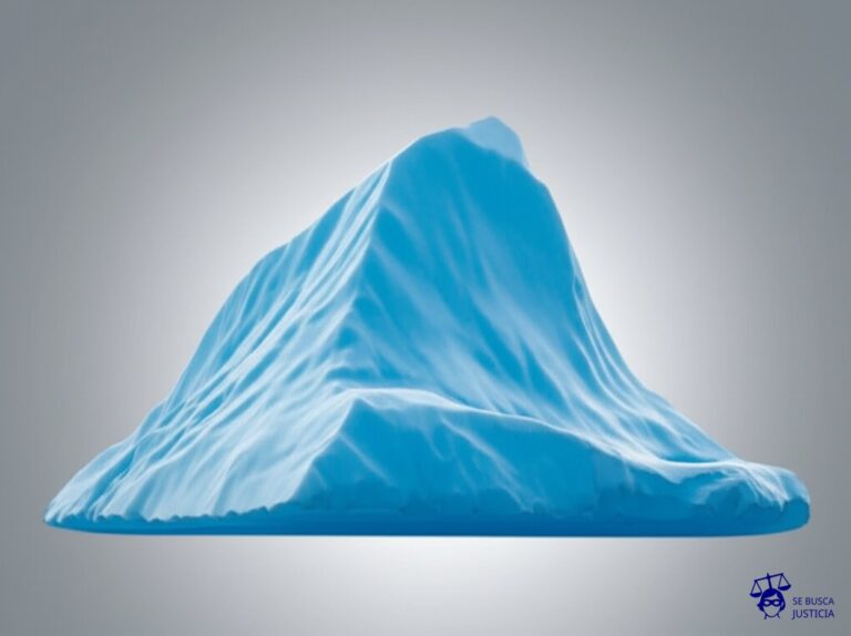 Un iceberg con la punta visible (el salario declarado) siendo mucho más pequeña que la base sumergida (el salario real, en negro). Representa: El pago del salario 'en negro' o la falta de registración de parte de la jornada laboral, lo que genera una remuneración inferior a la real y la pérdida de derechos laborales como vacaciones, aguinaldo y aportes jubilatorios, configurando un fraude laboral grave que habilita un despido indirecto.