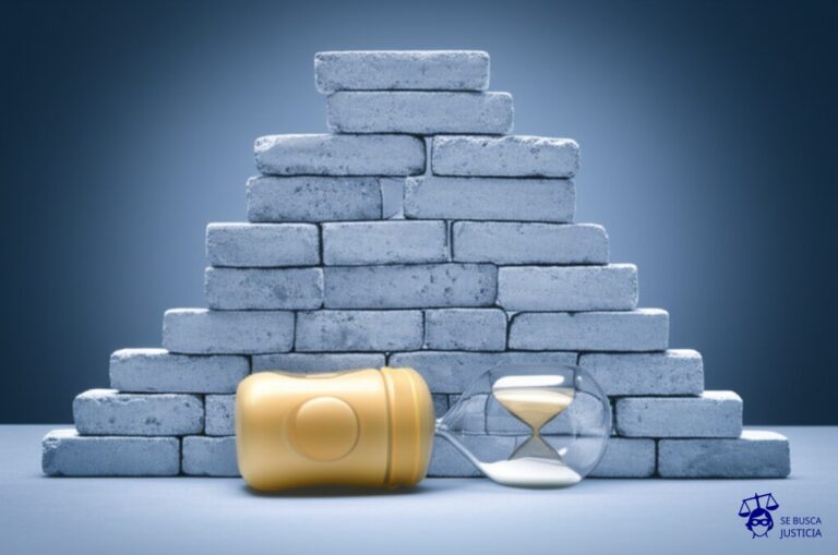 Un **gran muro de ladrillos** (representando al empleador) **bloquea el camino** de un **pequeño biberón** (representando al lactante), mientras que un **reloj de arena** (representando el tiempo de lactancia) **se vacía rápidamente** en el suelo. Representa: La negativa del empleador a brindar un espacio de lactancia o a conceder el tiempo de lactancia legal a una empleada que se reincorpora después de la licencia por maternidad, lo que constituye una violación a la tutela de maternidad y a la protección de la salud del lactante.