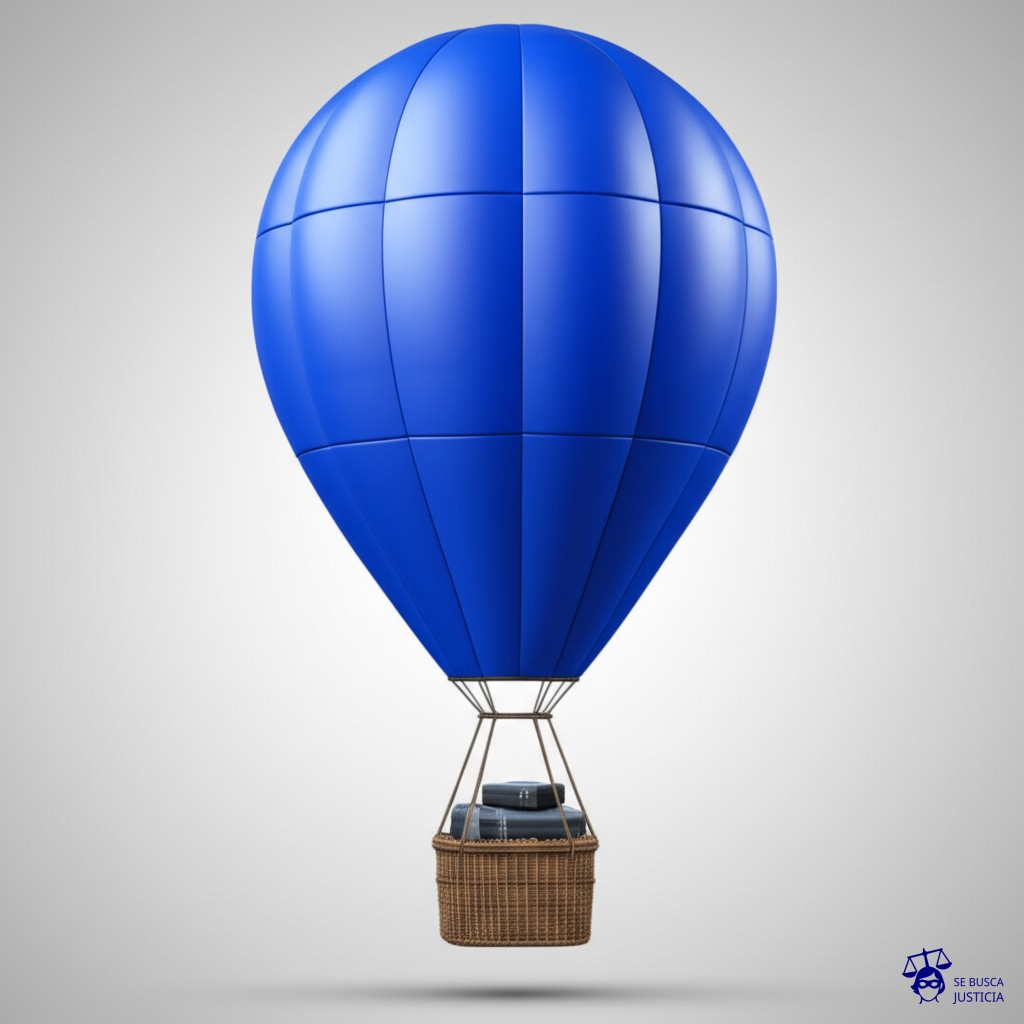 Un globo aerostático (la familia) a punto de despegar, con una canasta llena de maletas (el presupuesto). En la canasta, un gran peso extra (los cargos imprevistos) está siendo atado con cuerdas, impidiendo que el globo se eleve o amenazando con hacerlo caer. Representa: Un colegio o instituto impone cargos educativos adicionales no estipulados en la matrícula inicial afectando el presupuesto familiar y la planificación de los estudiantes.