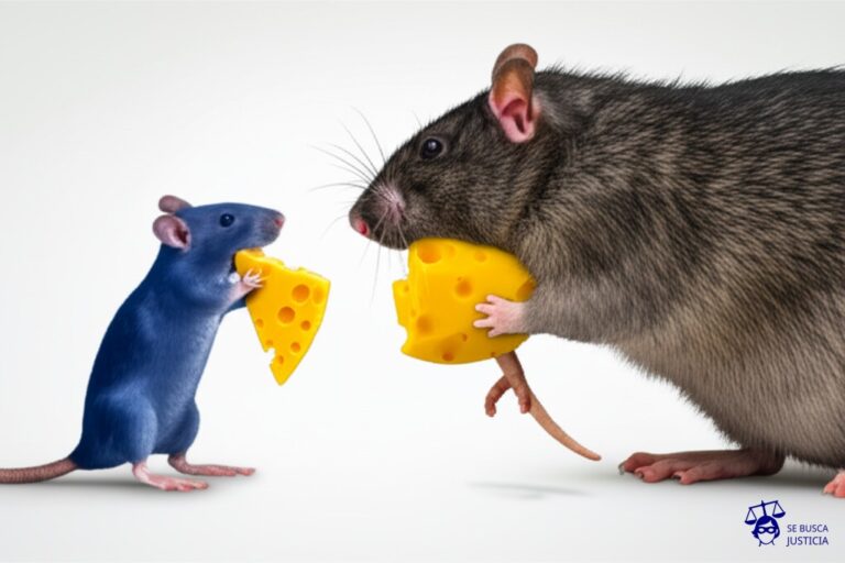 Un pequeño ratón (la banda) mordisqueando desesperadamente un gran trozo de queso (la canción) que está siendo arrastrado por una enorme y obesa rata (la emisora) hacia su madriguera, con el ratón aferrado inútilmente. Representa: Una banda musical emergente demanda a una emisora de radio por transmitir repetidamente una de sus canciones sin haber pagado los derechos de ejecución pública ni haber obtenido la licencia correspondiente.