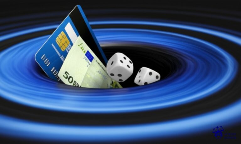 Un gran agujero negro tragando billetes de banco, con una tarjeta de crédito sobresaliendo a medio tragar, y un pequeño dado rodando hacia el borde del agujero. Representa: Una persona utiliza una tarjeta de crédito robada para realizar compras por un monto considerable. La acusación presenta cargos por estafa y falsificación de documento privado. La defensa, sin negar el uso de la tarjeta, busca atenuar la pena argumentando que el imputado padece una ludopatía severa y que el delito fue impulsado por su adicción, no por una planificación criminal.